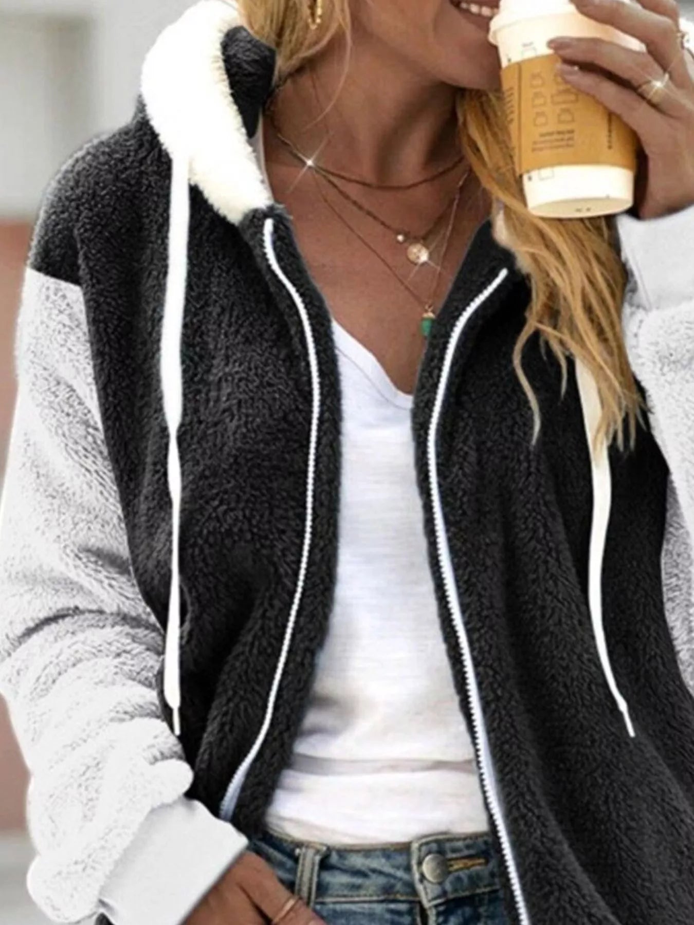 Full Size Fleece Zip - Up Hooded Outerwear Plus Size - Rochelle's House LLC