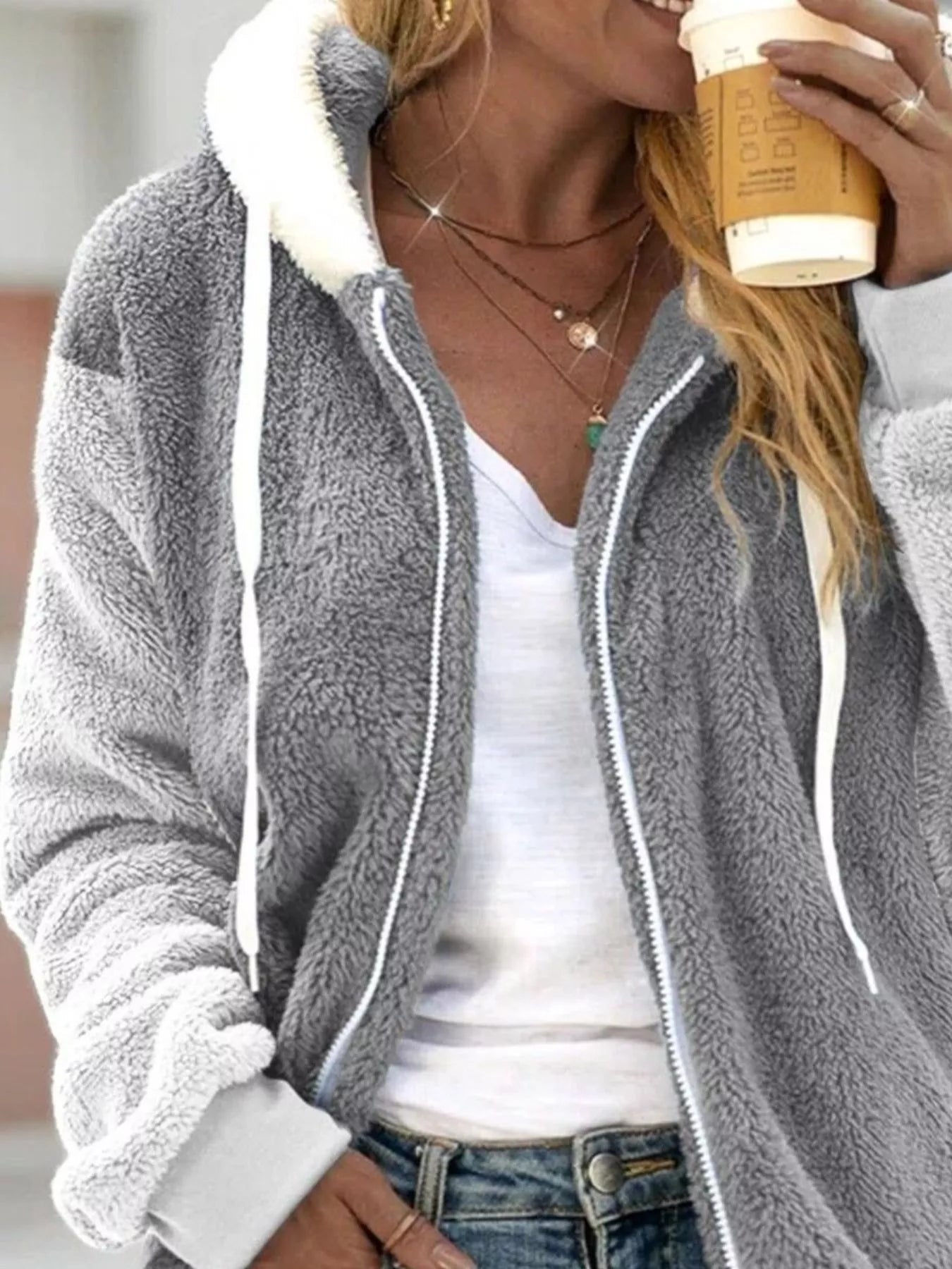 Full Size Fleece Zip - Up Hooded Outerwear Plus Size - Rochelle's House LLC