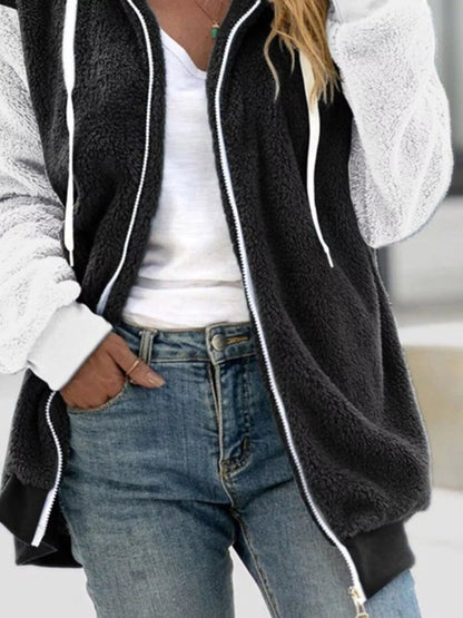 Full Size Fleece Zip - Up Hooded Outerwear Plus Size - Rochelle's House LLC