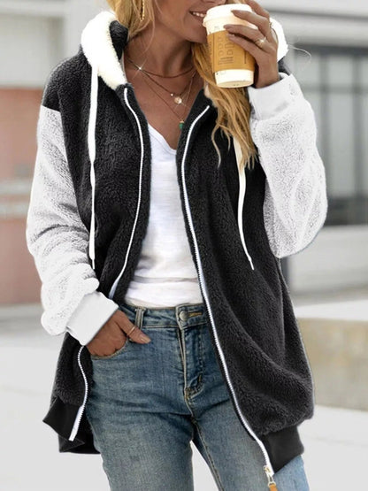 Full Size Fleece Zip - Up Hooded Outerwear Plus Size - Rochelle's House LLC