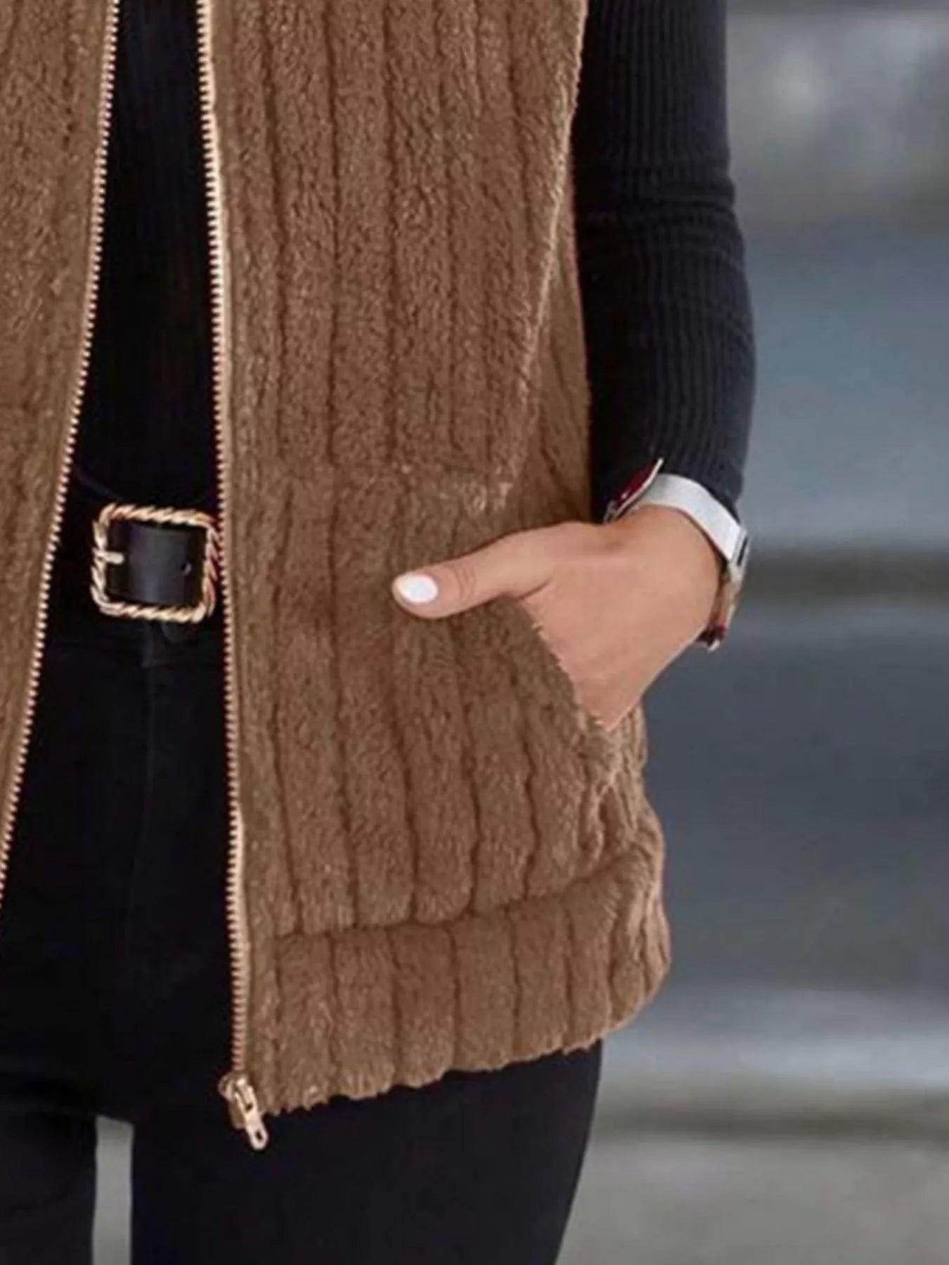 Full Size Fleece Zip - Up Vest Coat Plus Size - Rochelle's House LLC