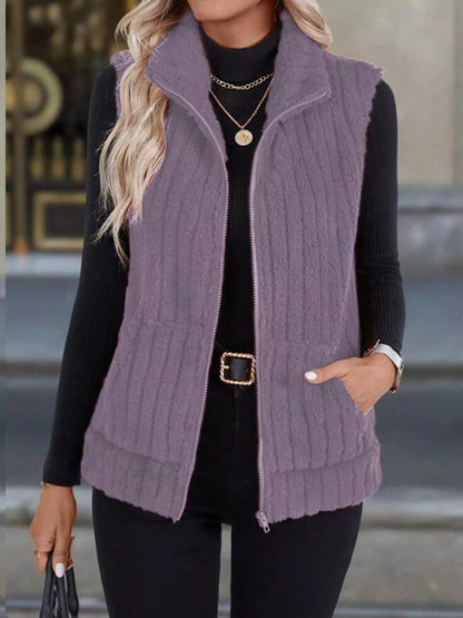 Full Size Fleece Zip - Up Vest Coat Plus Size - Rochelle's House LLC
