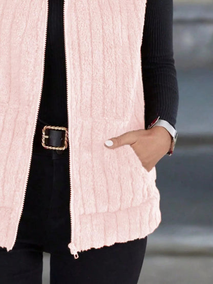 Full Size Fleece Zip - Up Vest Coat Plus Size - Rochelle's House LLC