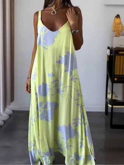 Full Size Floral Print Sleeveless Maxi Dress Plus Size - Rochelle's House LLC