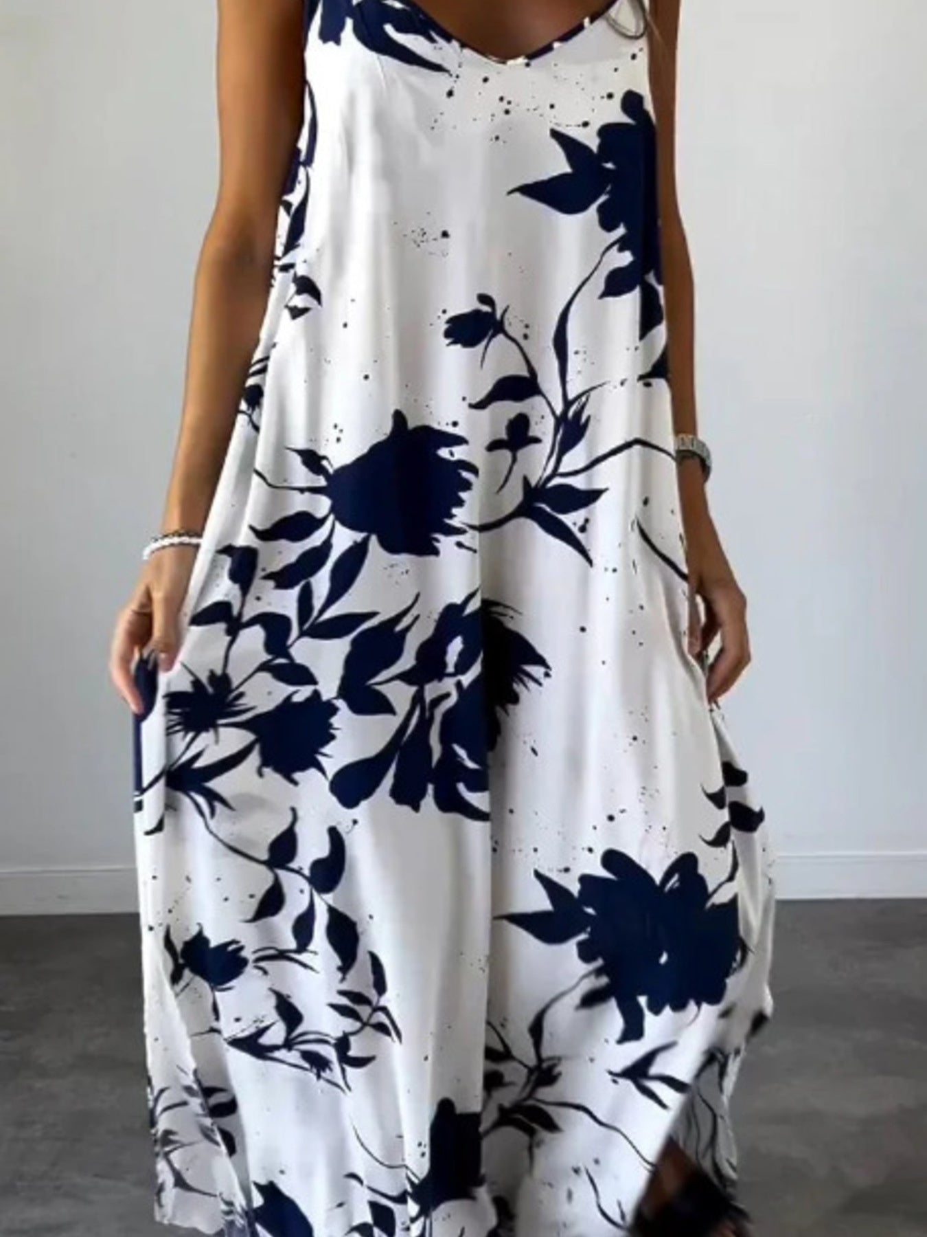 Full Size Floral Print Sleeveless Maxi Dress Plus Size - Rochelle's House LLC