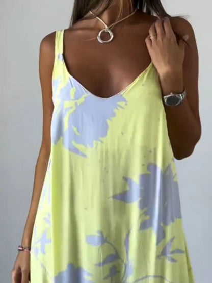 Full Size Floral Print Sleeveless Maxi Dress Plus Size - Rochelle's House LLC