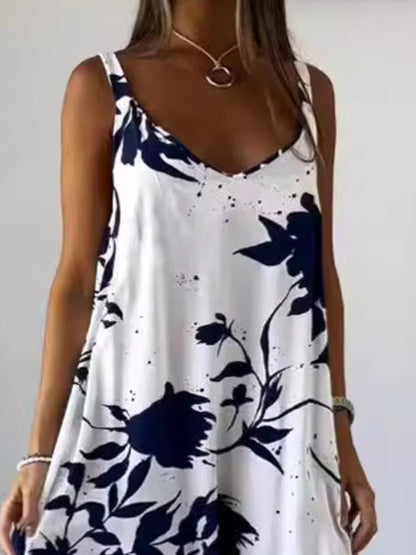 Full Size Floral Print Sleeveless Maxi Dress Plus Size - Rochelle's House LLC
