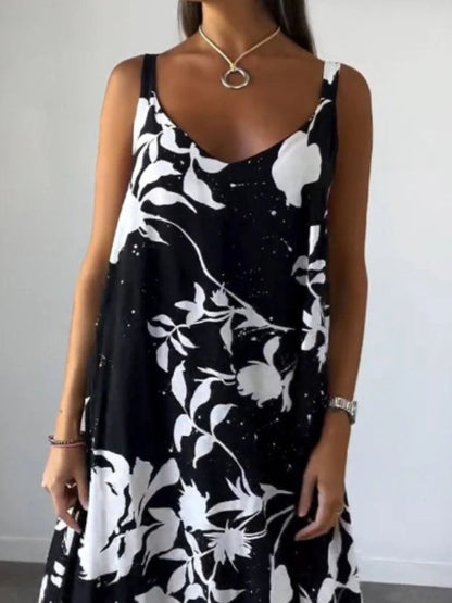 Full Size Floral Print Sleeveless Maxi Dress Plus Size - Rochelle's House LLC