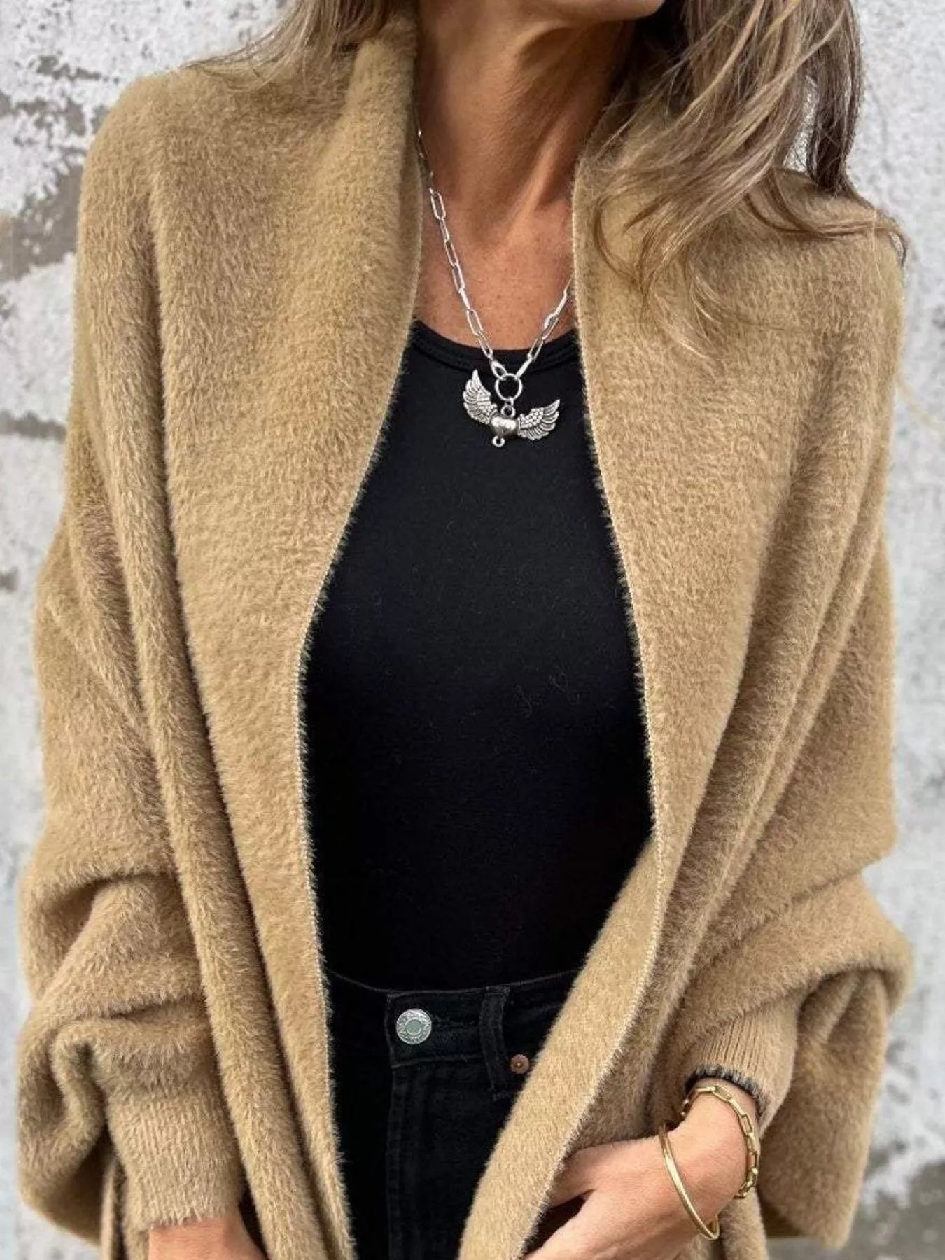 Full Size Fringe Open Front Cardigan Plus Size - Rochelle's House LLC