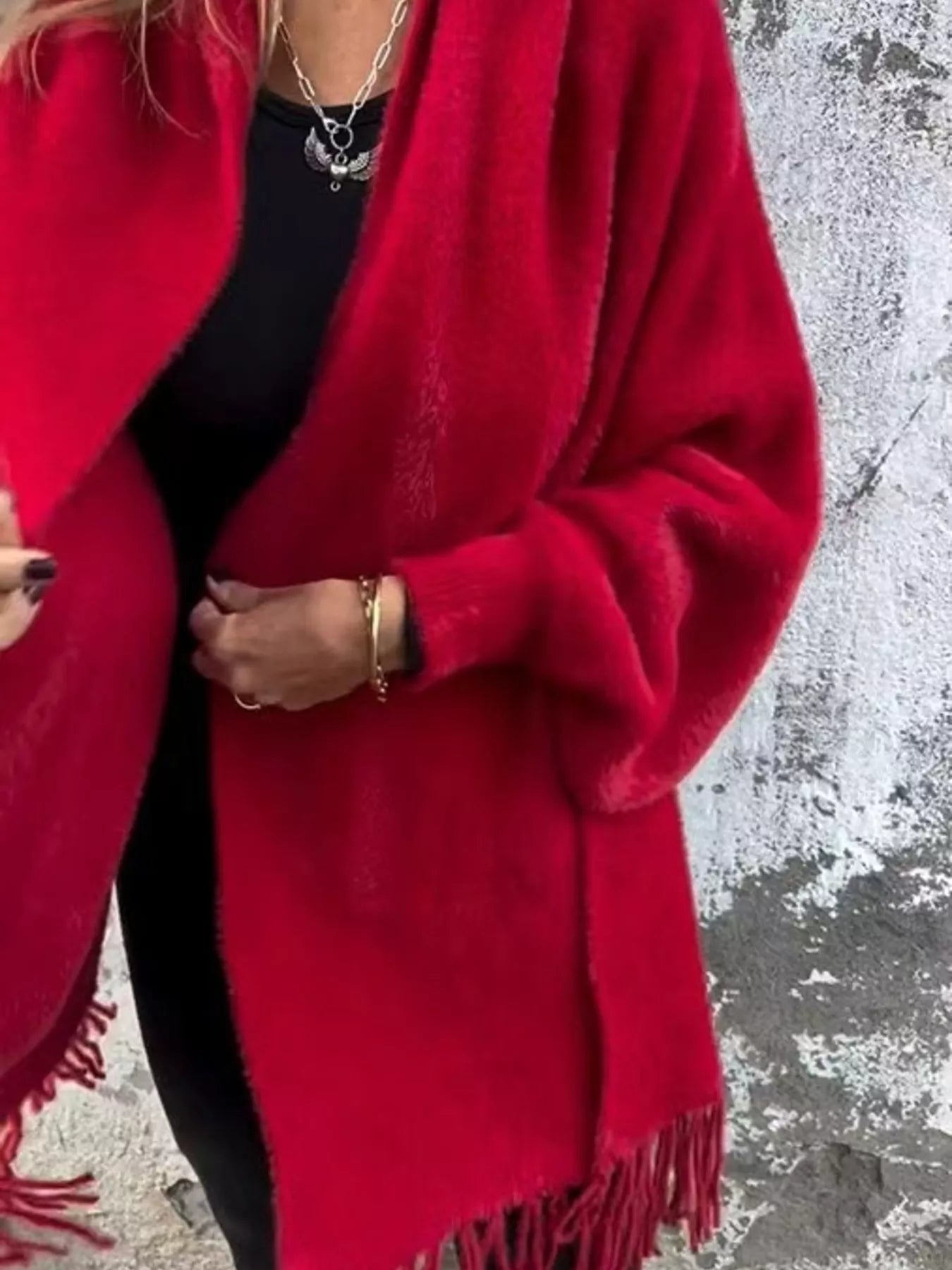 Full Size Fringe Open Front Cardigan Plus Size - Rochelle's House LLC