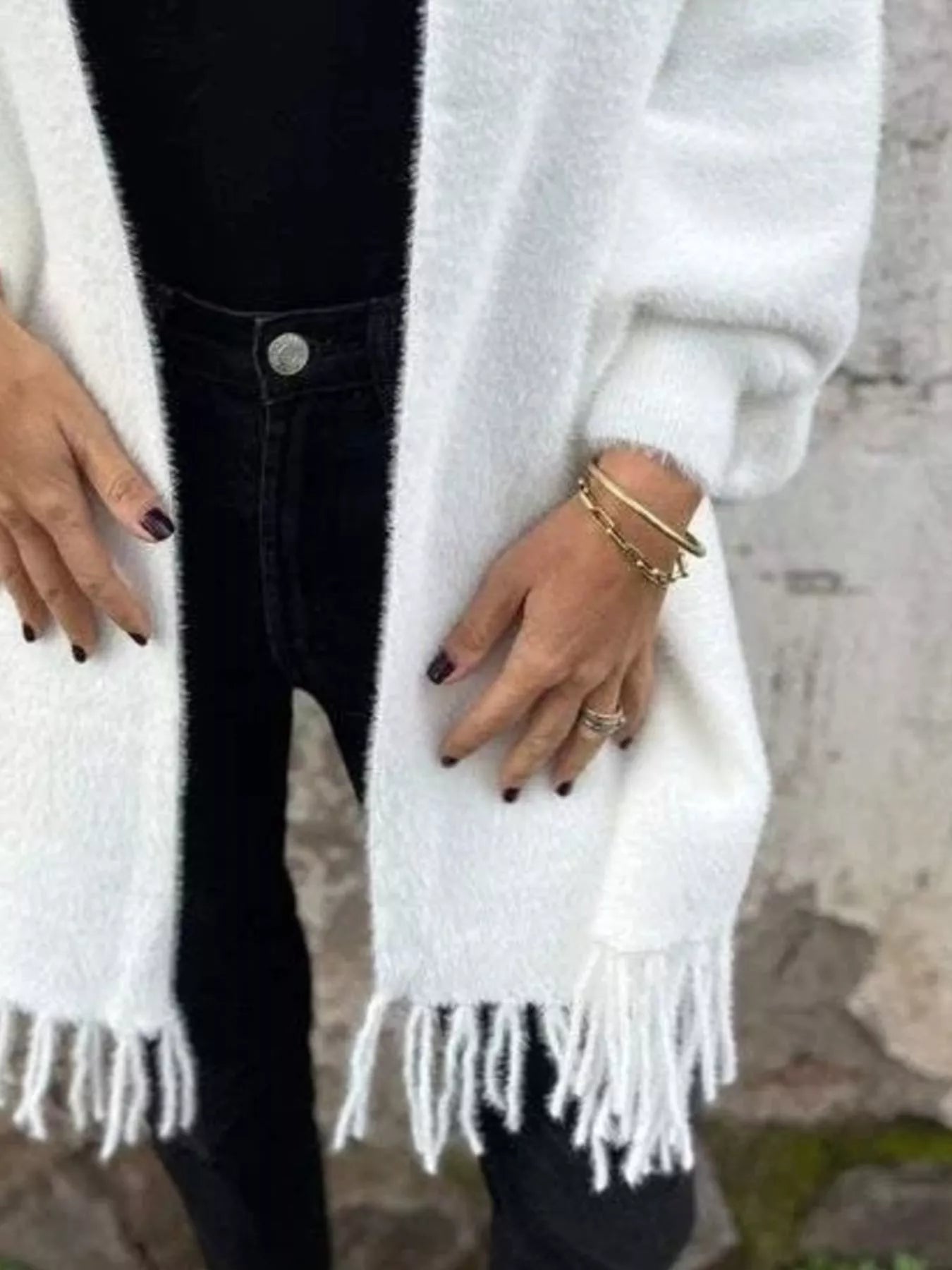 Full Size Fringe Open Front Cardigan Plus Size - Rochelle's House LLC