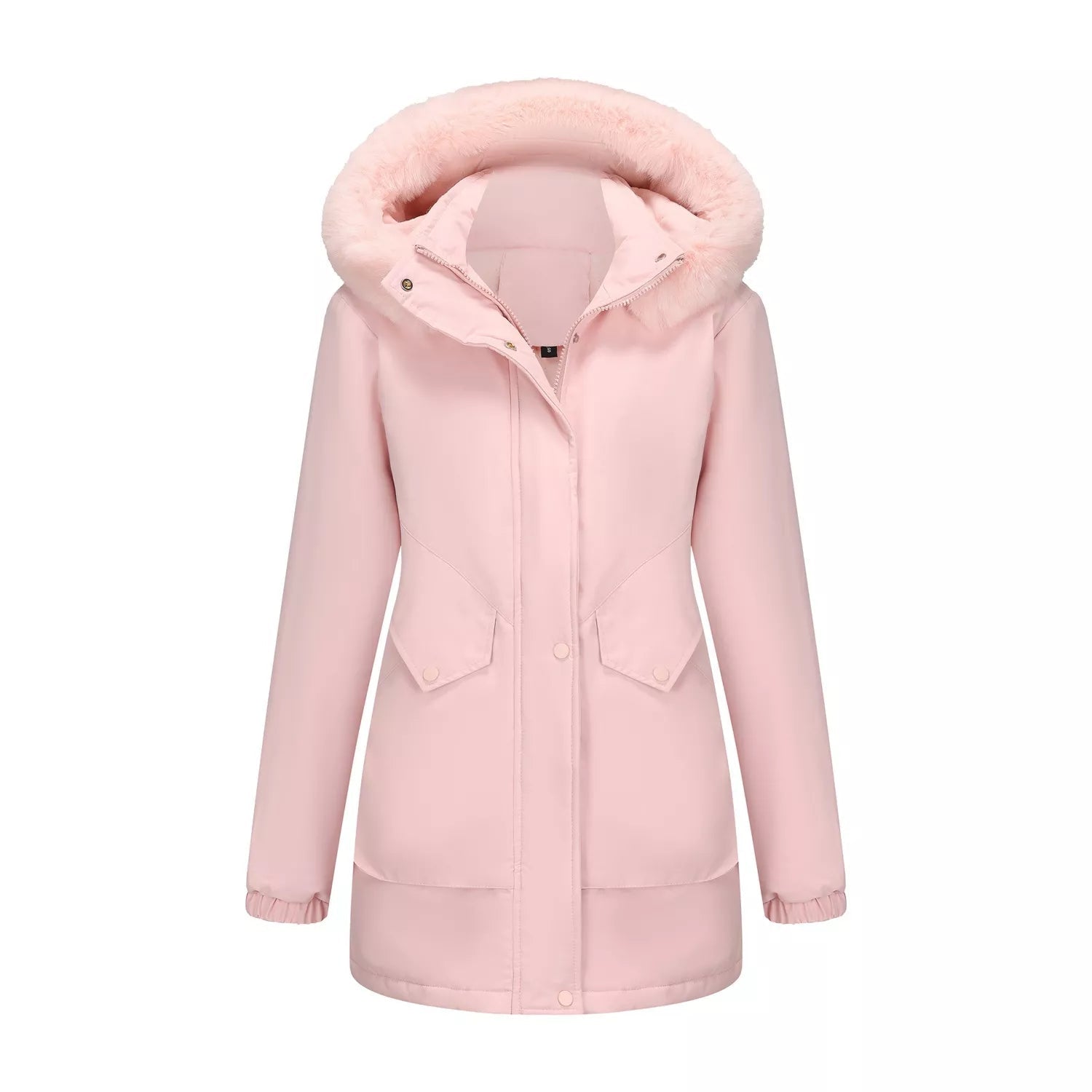 Full Size Fur Hooded Warm Winter Parka Outerwear Plus Size - Rochelle's House LLC