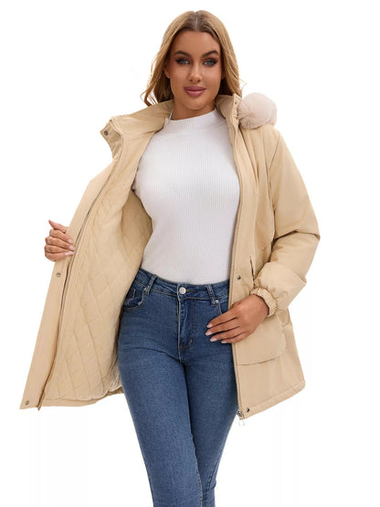 Full Size Fur Hooded Warm Winter Parka Outerwear Plus Size - Rochelle's House LLC
