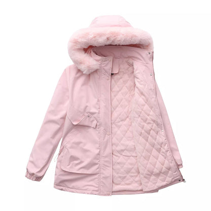 Full Size Fur Hooded Warm Winter Parka Outerwear Plus Size - Rochelle's House LLC