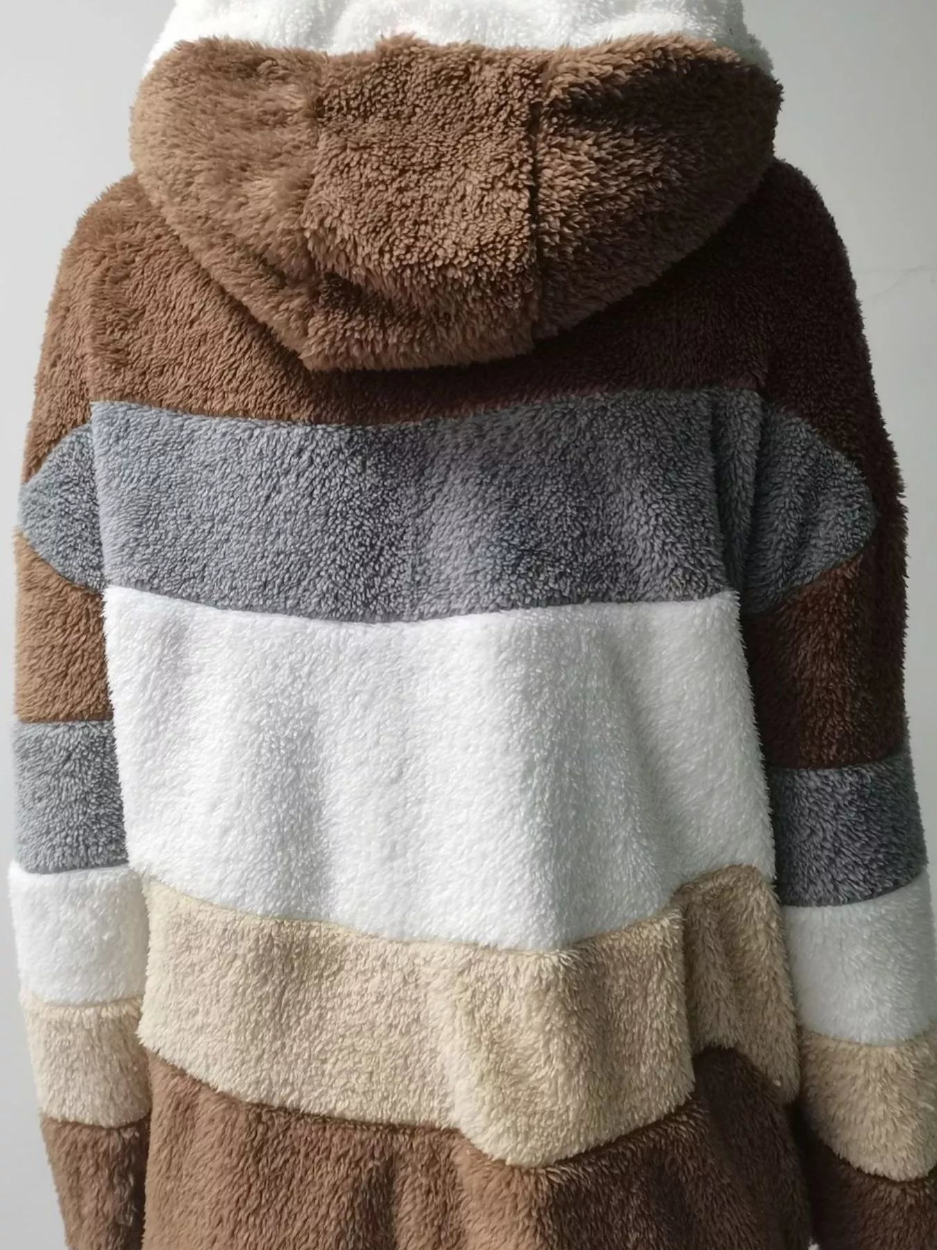 Full Size Fuzzy Zip Up Hooded Outerwear Plus Size - Rochelle's House LLC