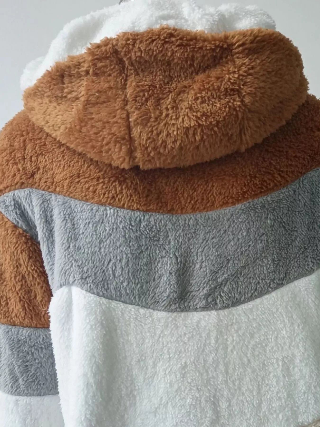 Full Size Fuzzy Zip Up Hooded Outerwear Plus Size - Rochelle's House LLC