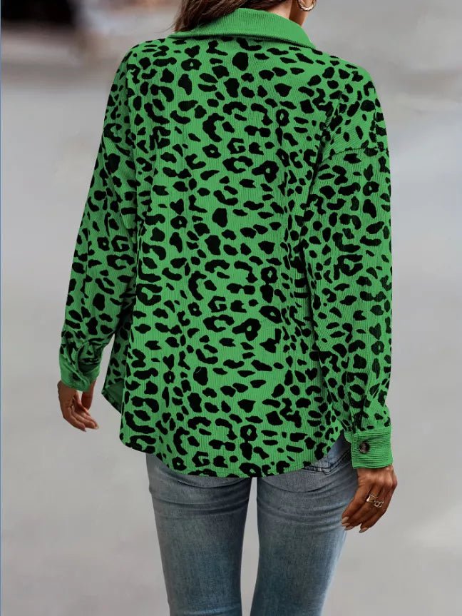 Full Size Leopard Print Button - Down Jacket Plus Size - Rochelle's House LLC