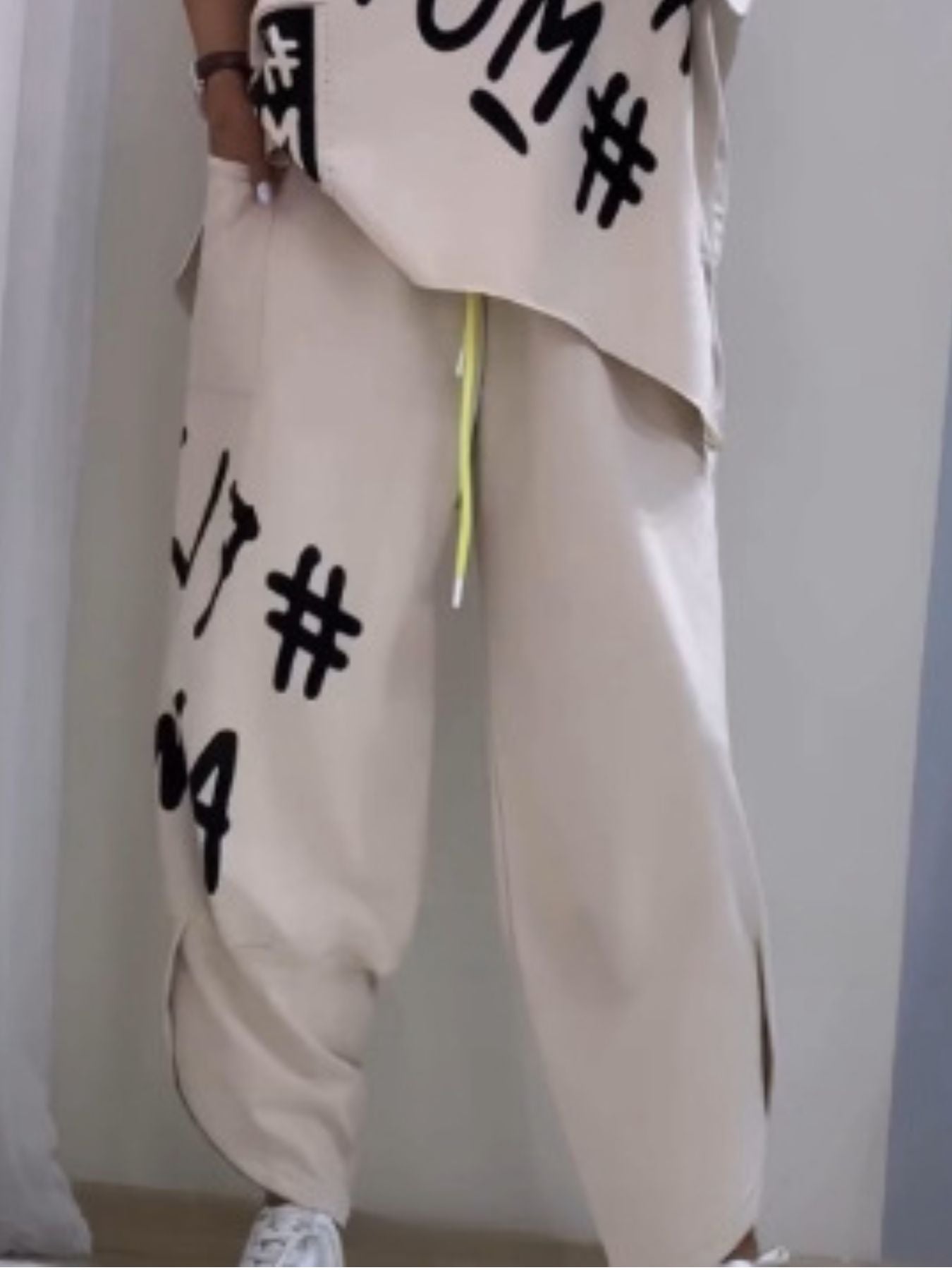 Full Size Letter Round Neck Tee and Drawstring Pants Set Plus Size - Rochelle's House LLC