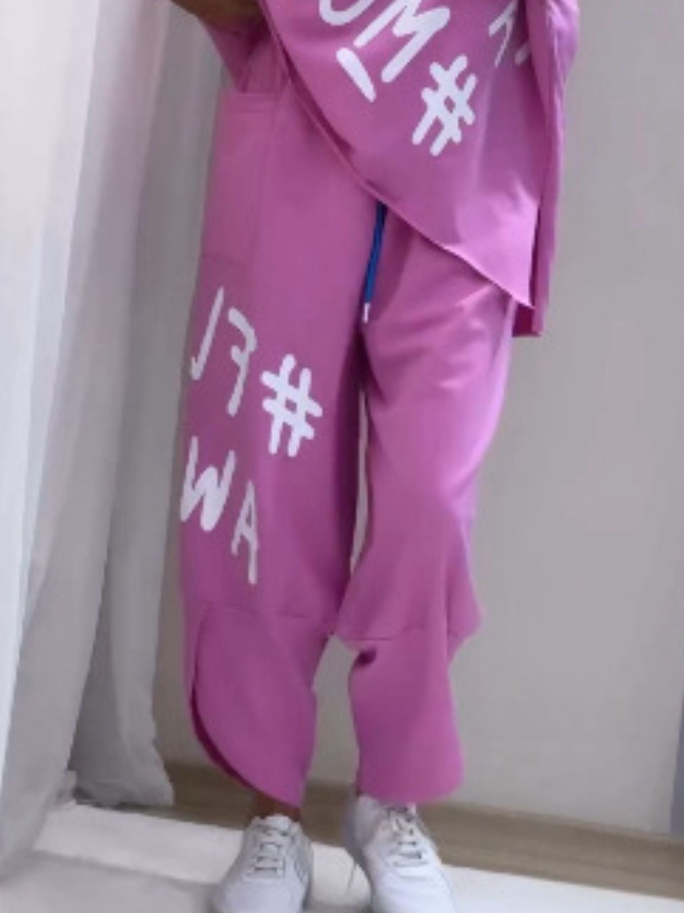 Full Size Letter Round Neck Tee and Drawstring Pants Set Plus Size - Rochelle's House LLC