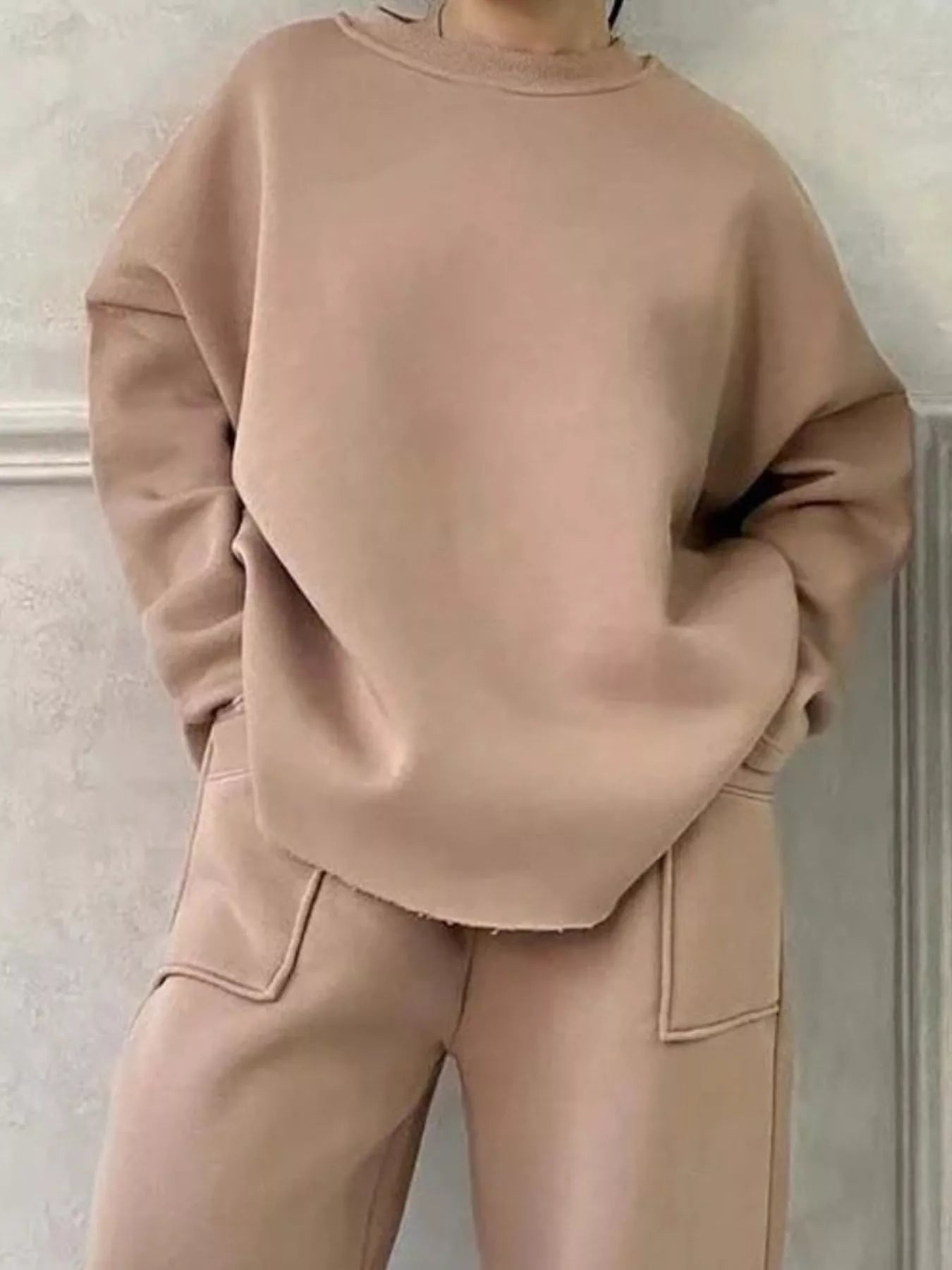 Full Size Oversized Round Neck Top and Pants Set Plus Size - Rochelle's House LLC