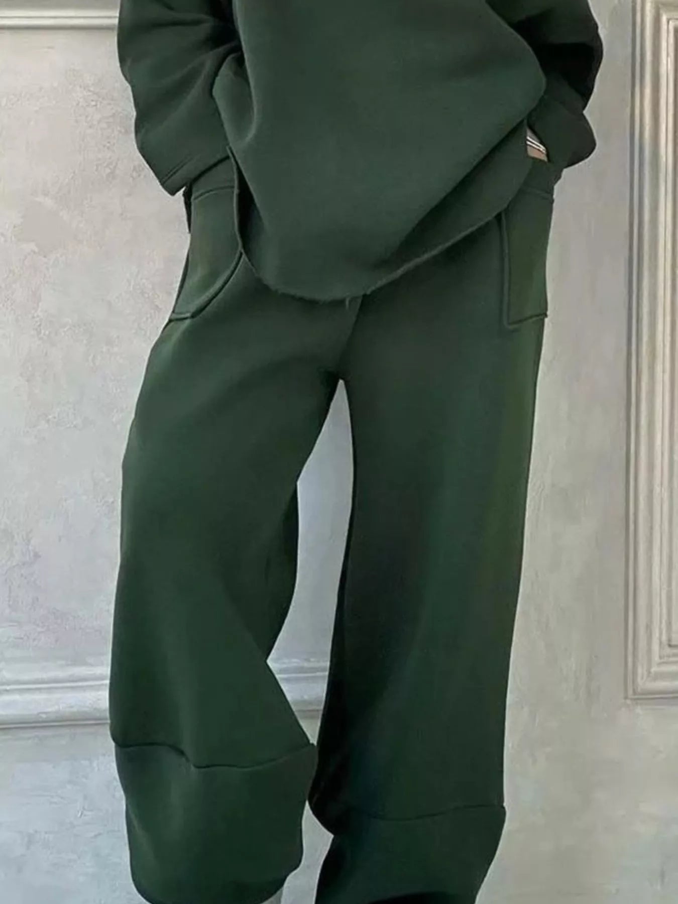 Full Size Oversized Round Neck Top and Pants Set Plus Size - Rochelle's House LLC