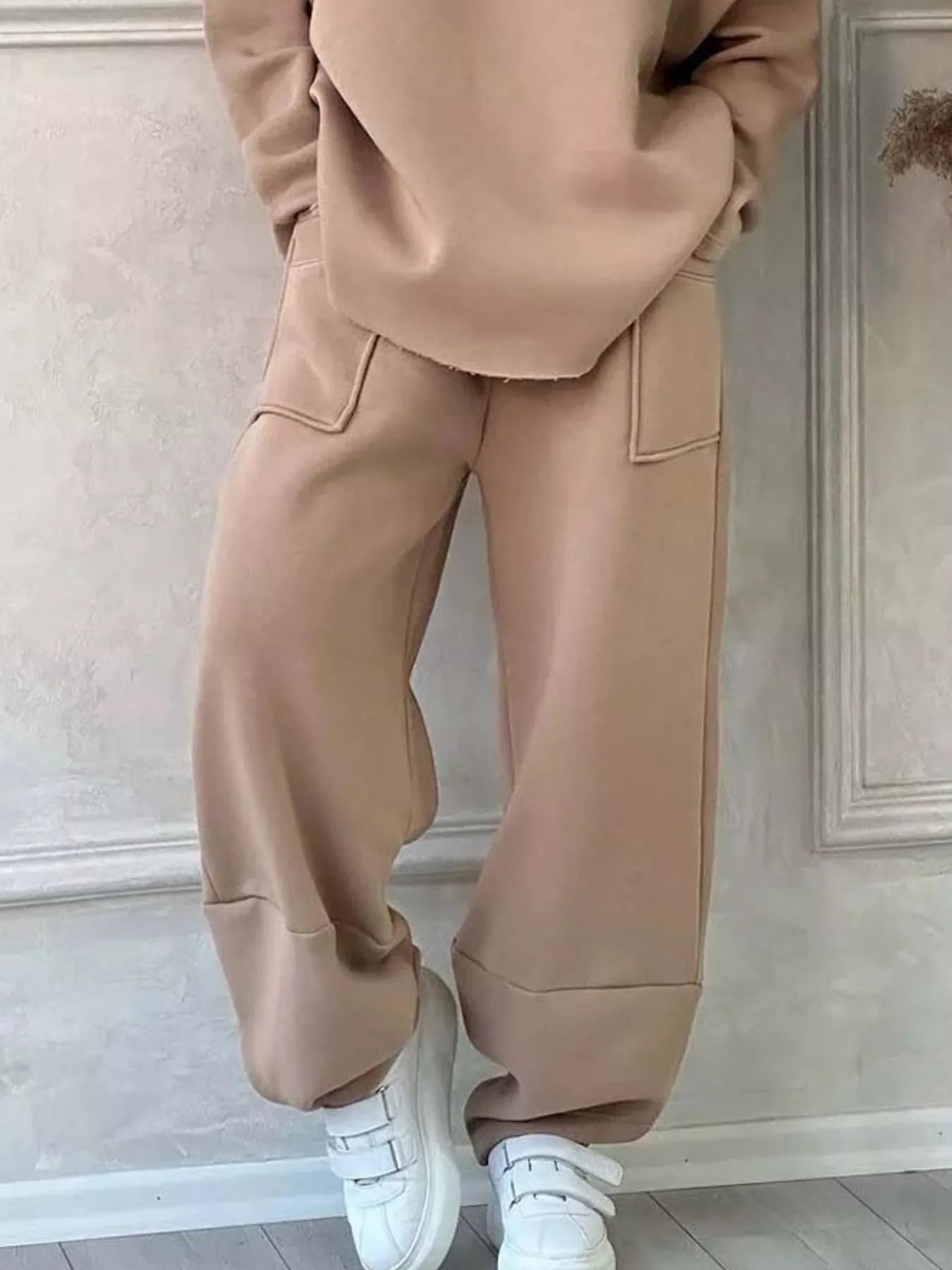 Full Size Oversized Round Neck Top and Pants Set Plus Size - Rochelle's House LLC