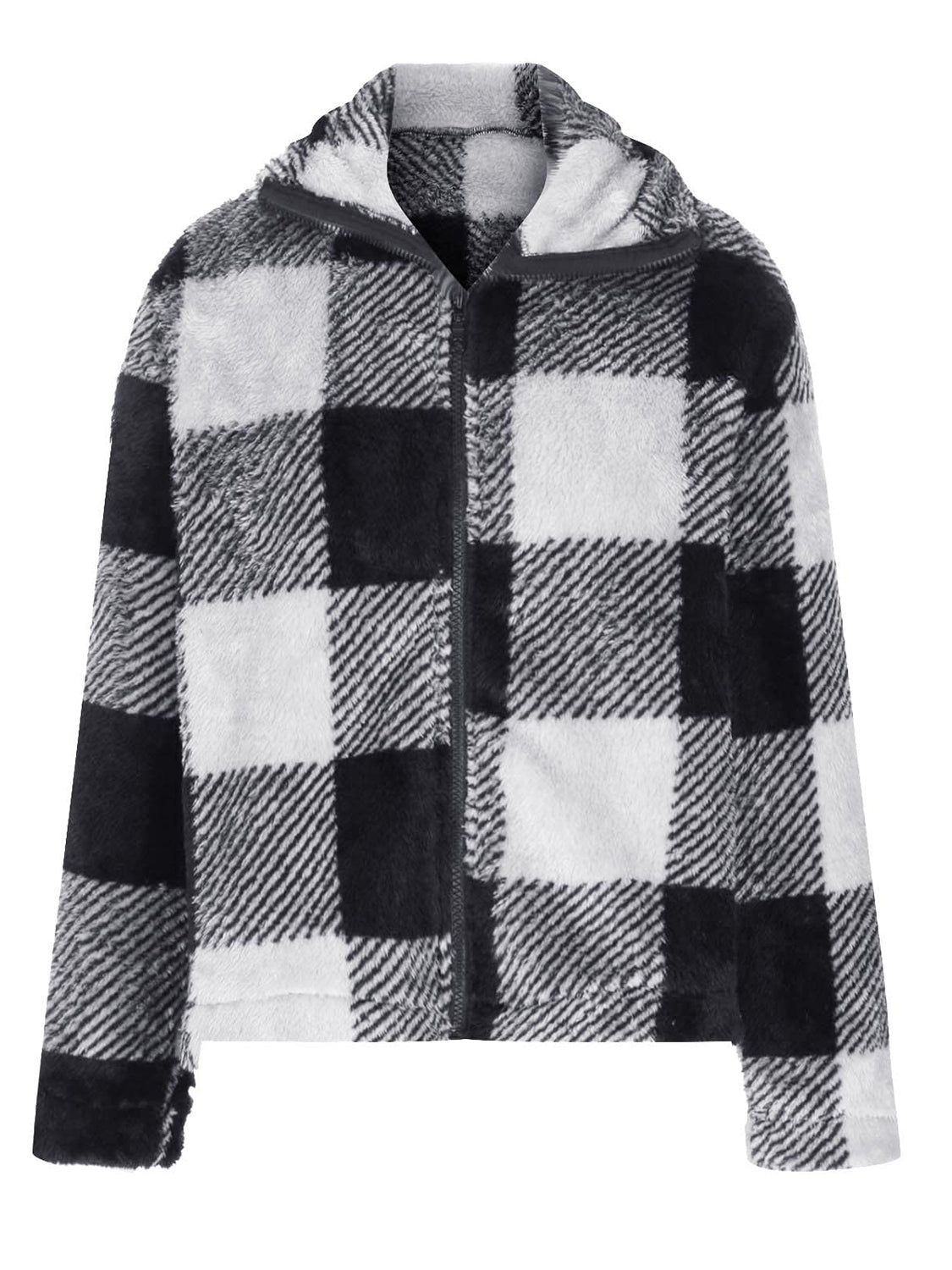 Full Size Plaid Zip Up Long Sleeve Jacket - Rochelle's House LLC
