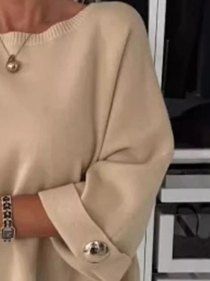 Full Size Round Neck Drop Shoulder Top with Ribbed Trim Plus Size - Rochelle's House LLC