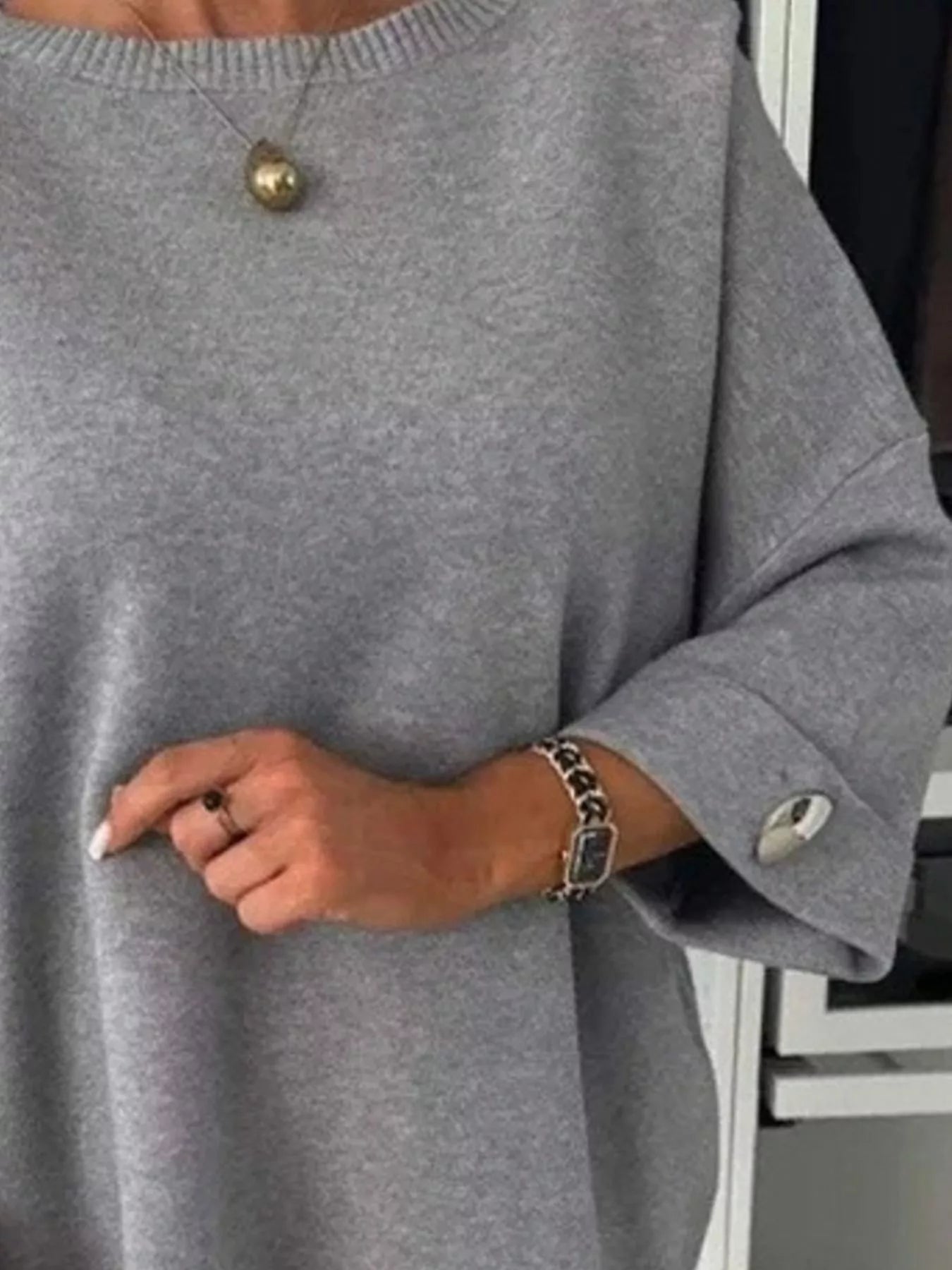 Full Size Round Neck Drop Shoulder Top with Ribbed Trim Plus Size - Rochelle's House LLC