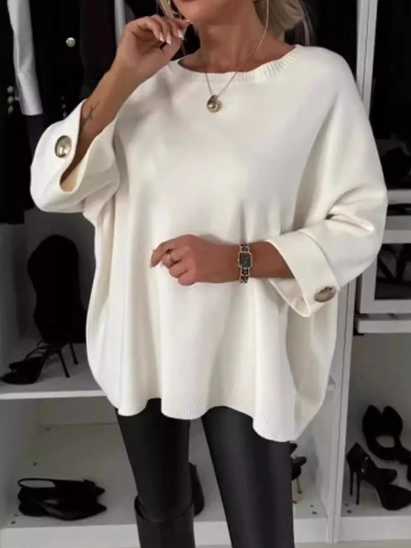 Full Size Round Neck Drop Shoulder Top with Ribbed Trim Plus Size - Rochelle's House LLC