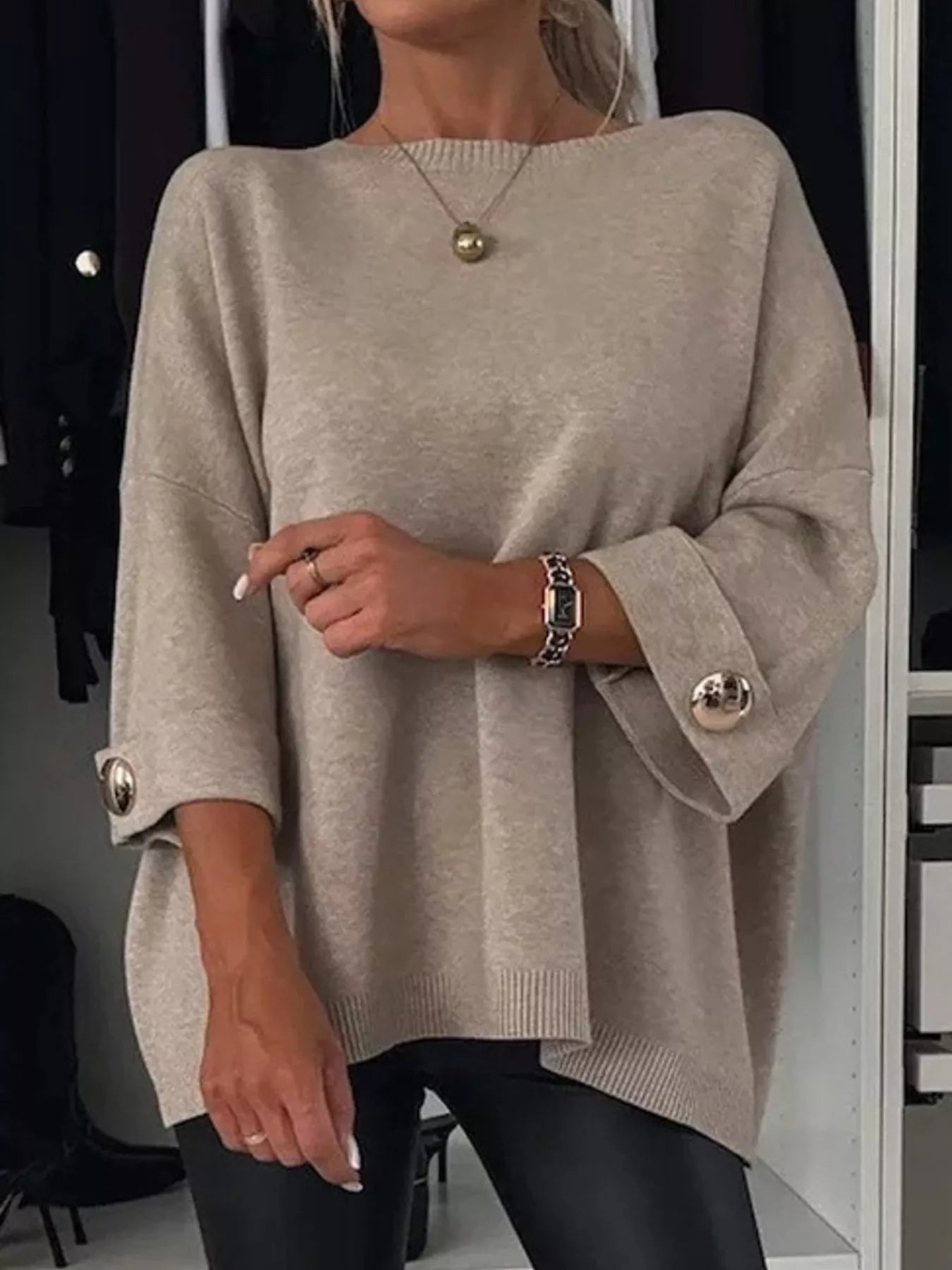 Full Size Round Neck Drop Shoulder Top with Ribbed Trim Plus Size - Rochelle's House LLC