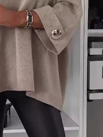 Full Size Round Neck Drop Shoulder Top with Ribbed Trim Plus Size - Rochelle's House LLC