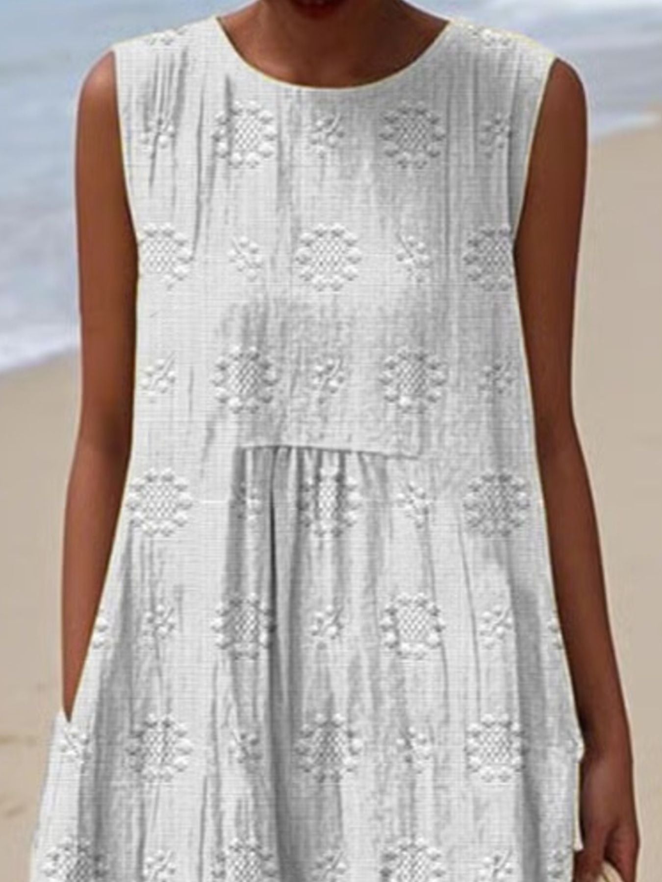 Full Size Round Neck Sleeveless Casual Midi Dress Plus Size - Rochelle's House LLC