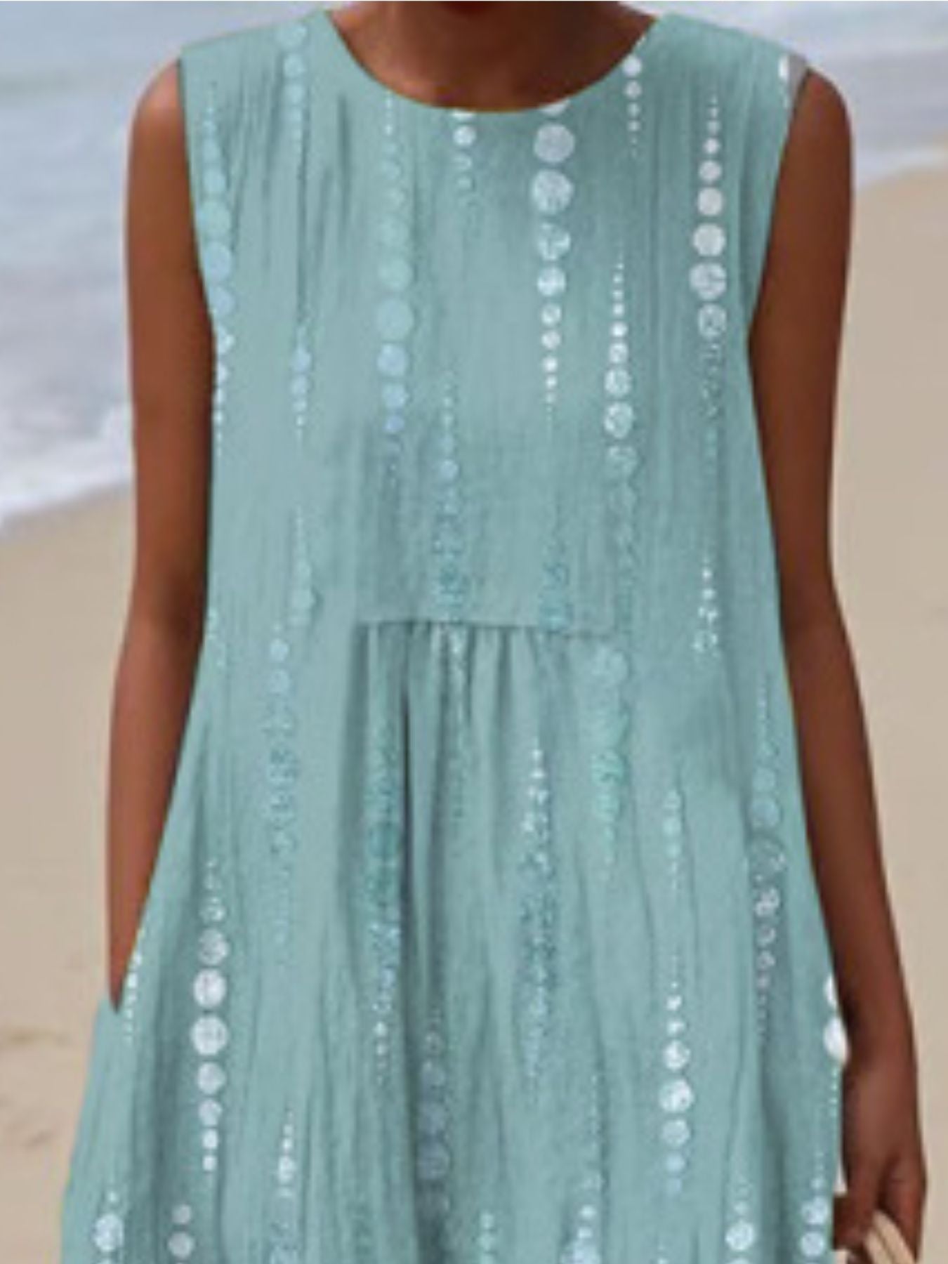 Full Size Round Neck Sleeveless Casual Midi Dress Plus Size - Rochelle's House LLC