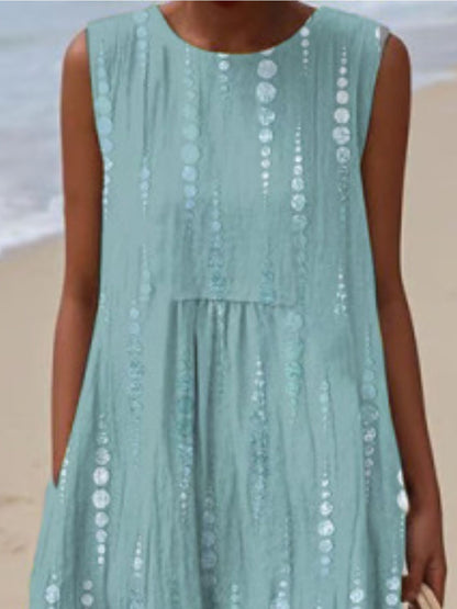 Full Size Round Neck Sleeveless Casual Midi Dress Plus Size - Rochelle's House LLC