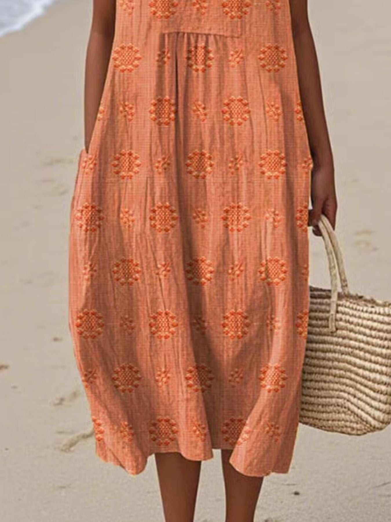 Full Size Round Neck Sleeveless Casual Midi Dress Plus Size - Rochelle's House LLC