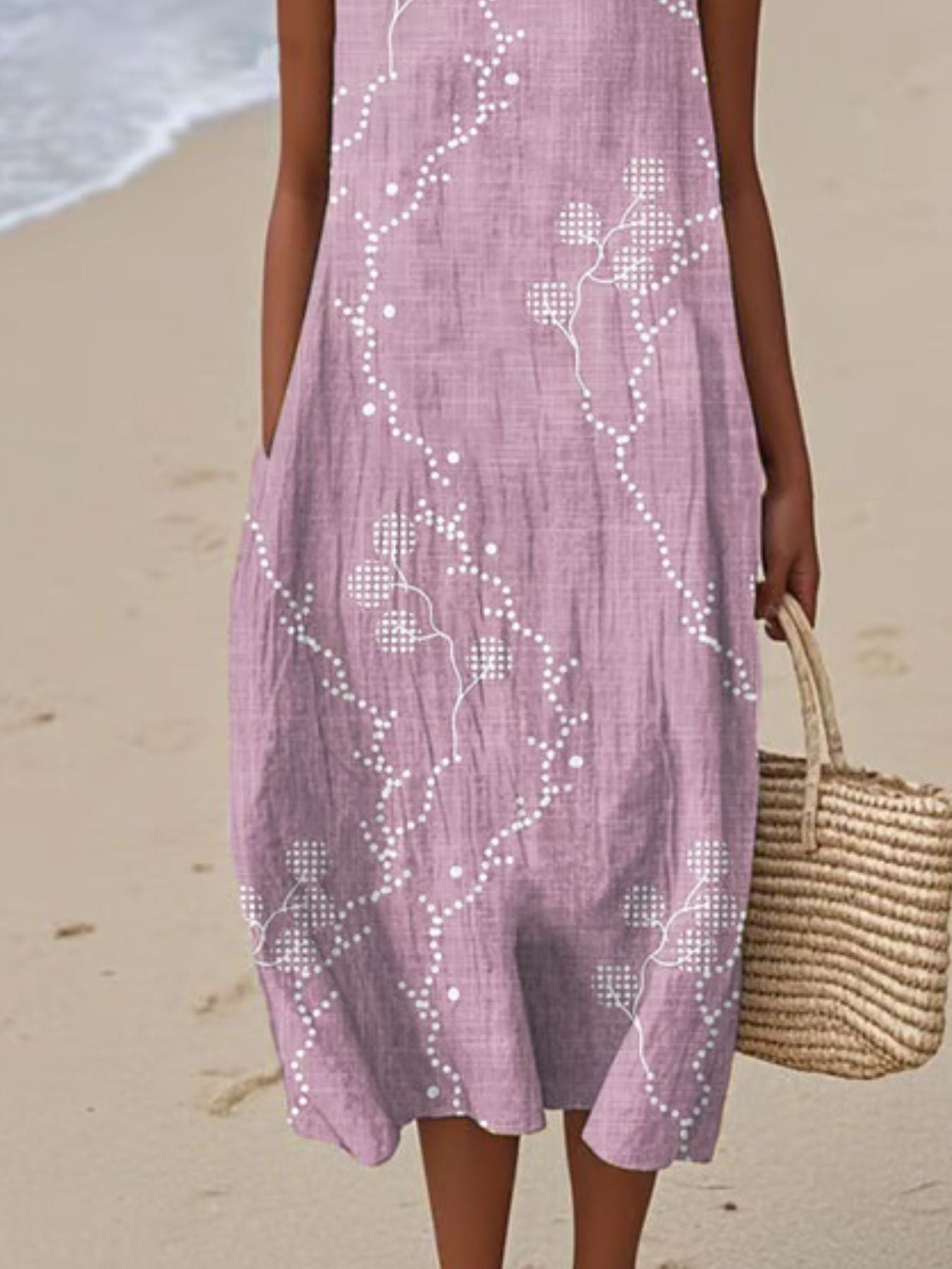 Full Size Round Neck Sleeveless Casual Midi Dress Plus Size - Rochelle's House LLC