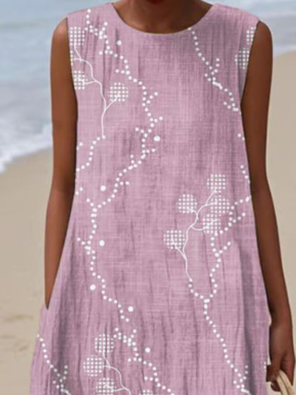 Full Size Round Neck Sleeveless Casual Midi Dress Plus Size - Rochelle's House LLC