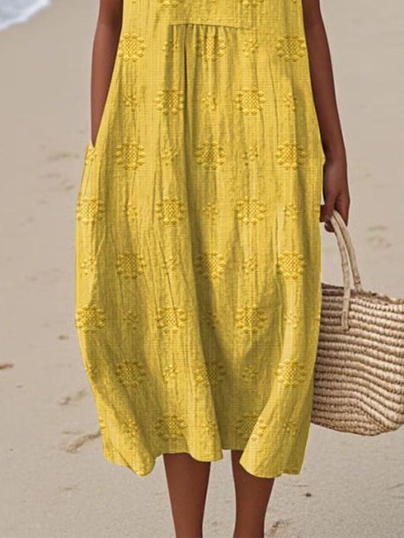 Full Size Round Neck Sleeveless Casual Midi Dress Plus Size - Rochelle's House LLC