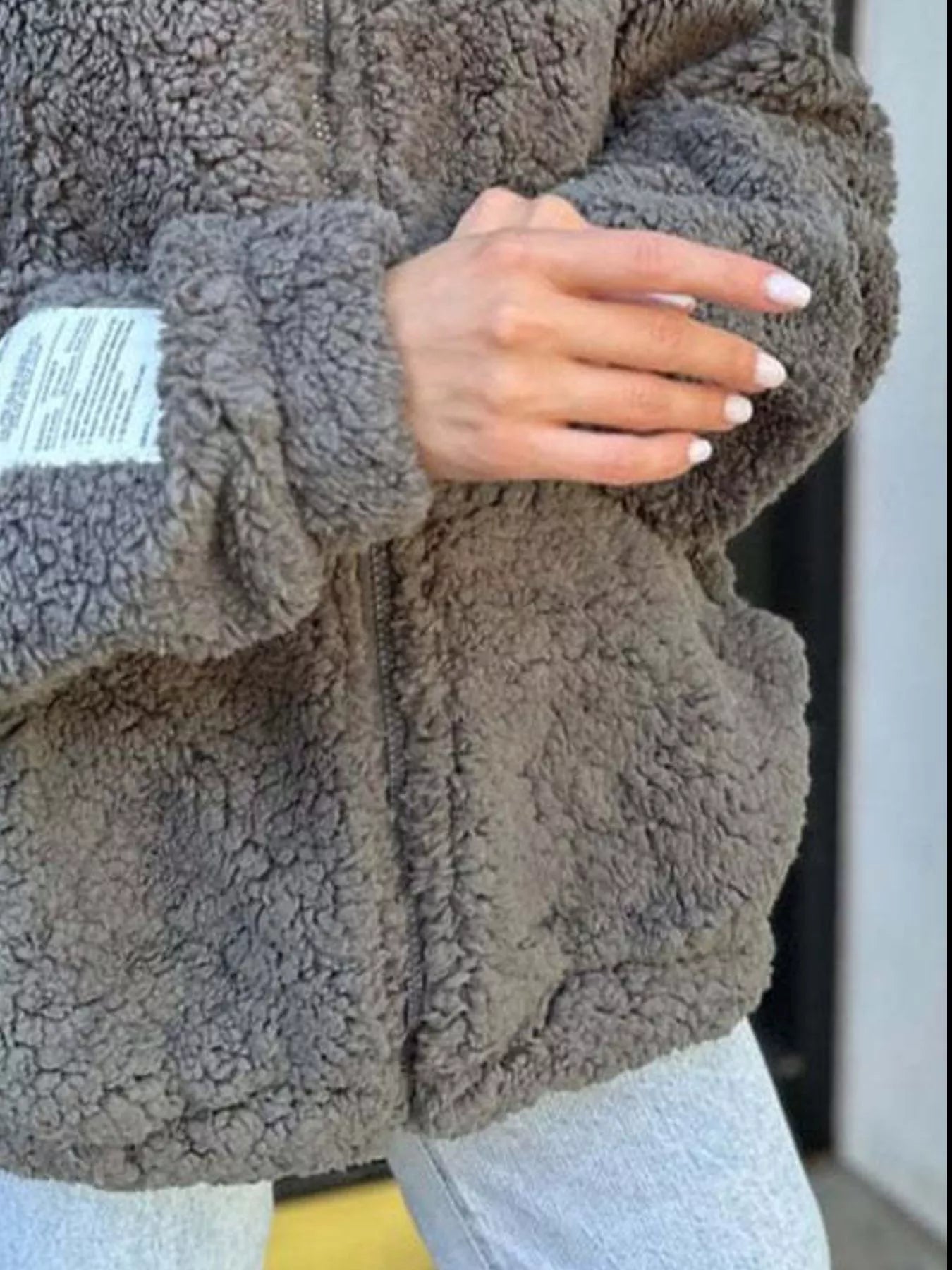 Full Size Sherpa Fleece Zip - Up Jacket Plus Size - Rochelle's House LLC