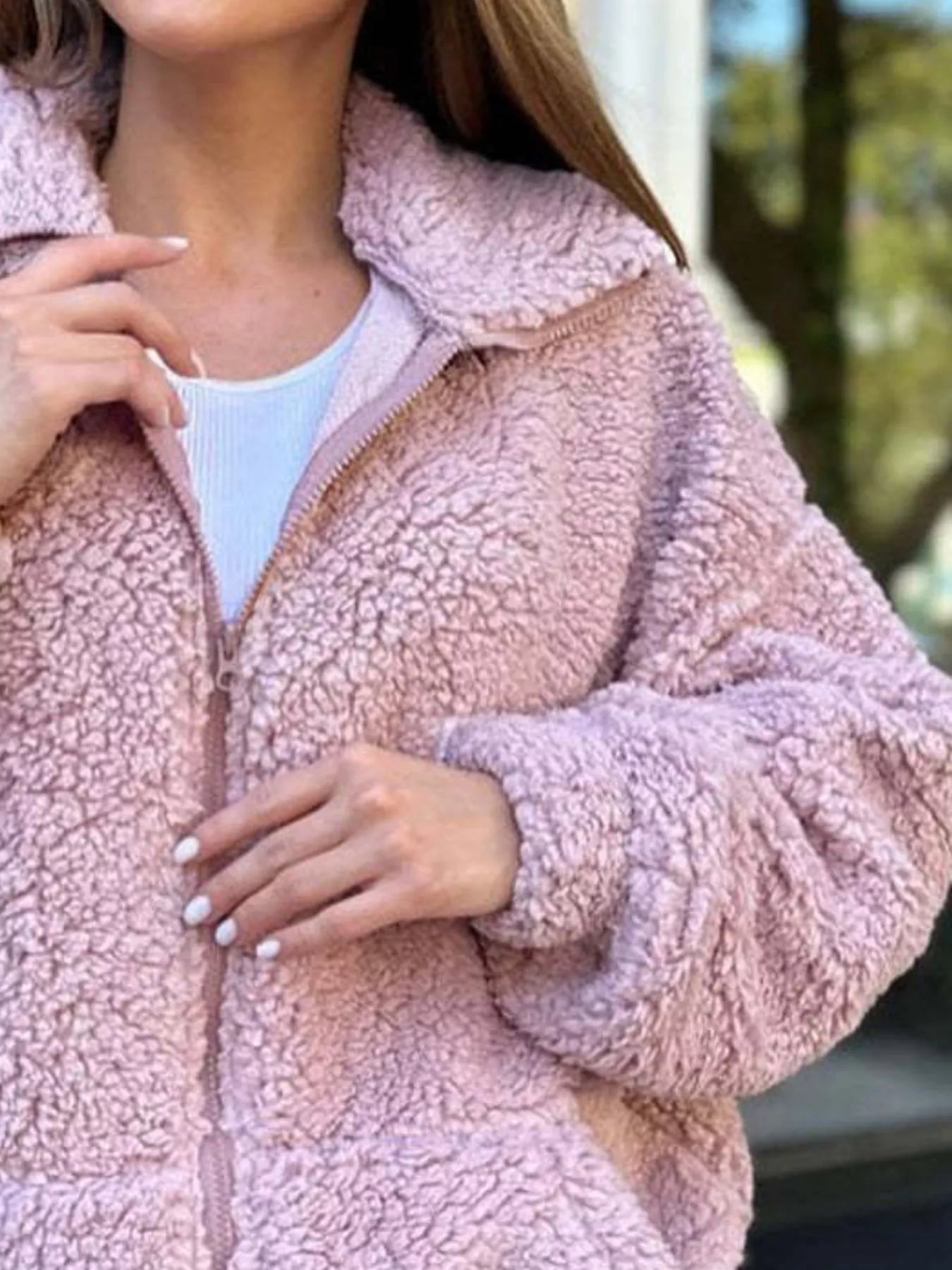 Full Size Sherpa Fleece Zip - Up Jacket Plus Size - Rochelle's House LLC