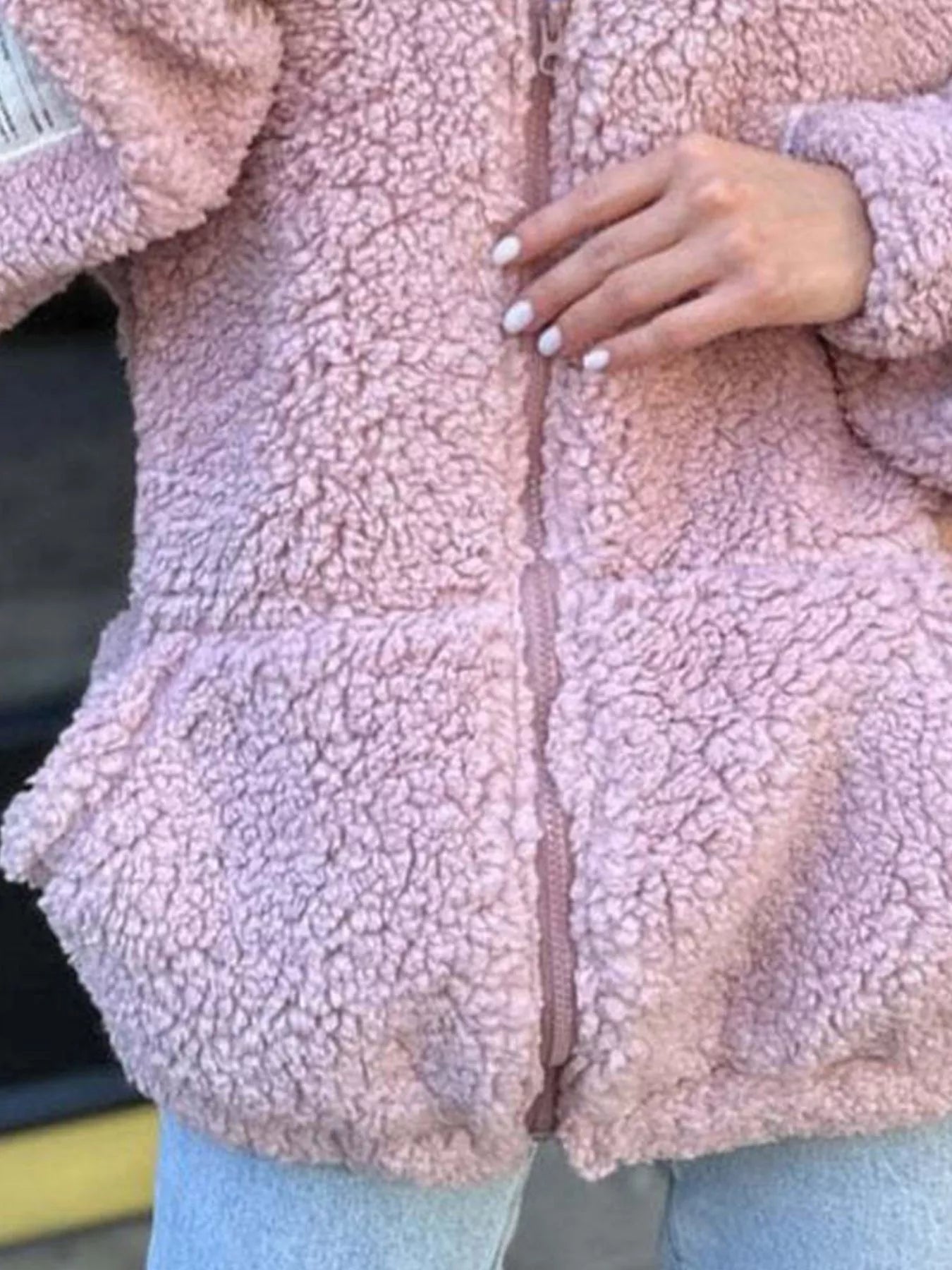 Full Size Sherpa Fleece Zip - Up Jacket Plus Size - Rochelle's House LLC