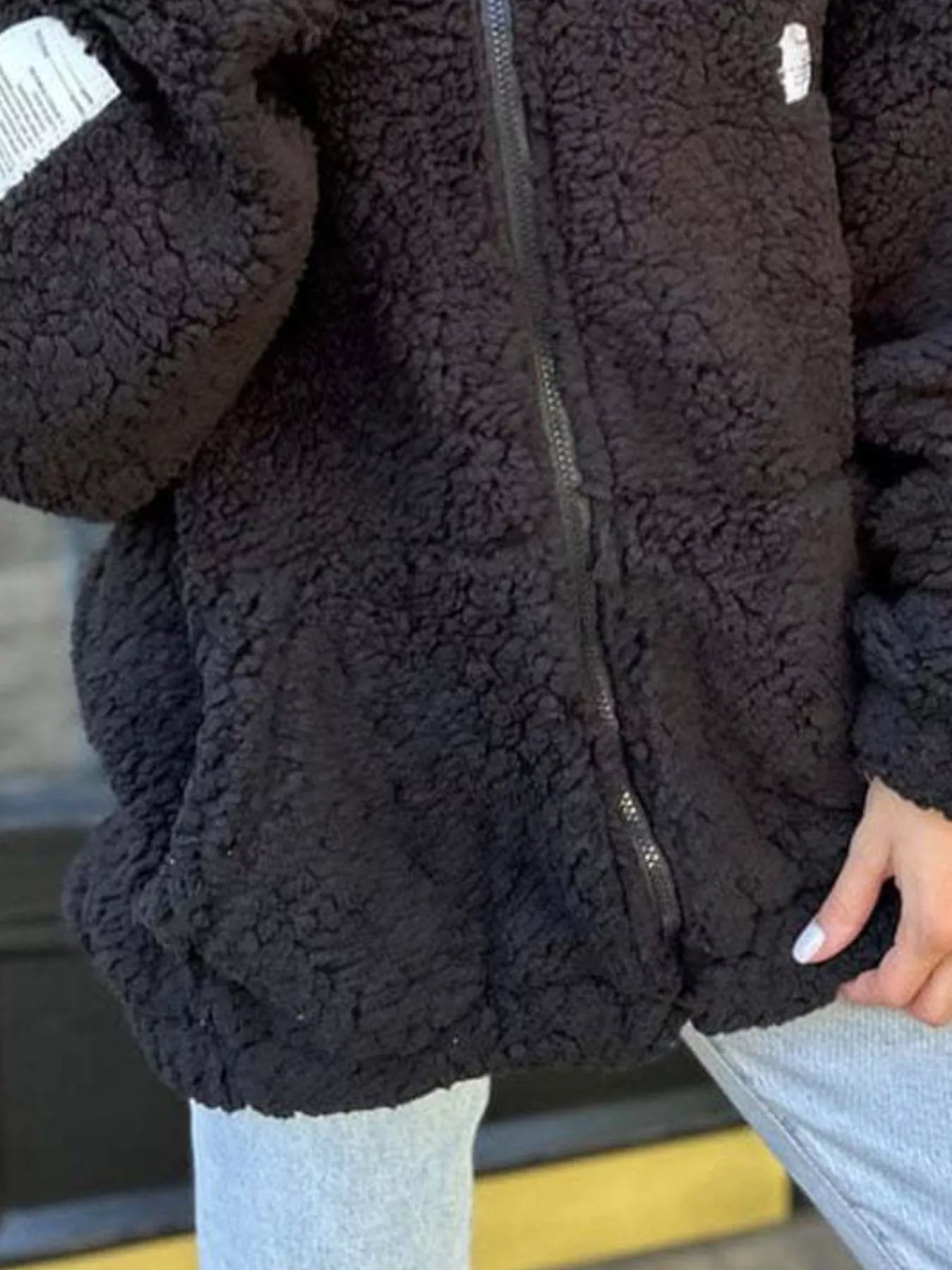 Full Size Sherpa Fleece Zip - Up Jacket Plus Size - Rochelle's House LLC