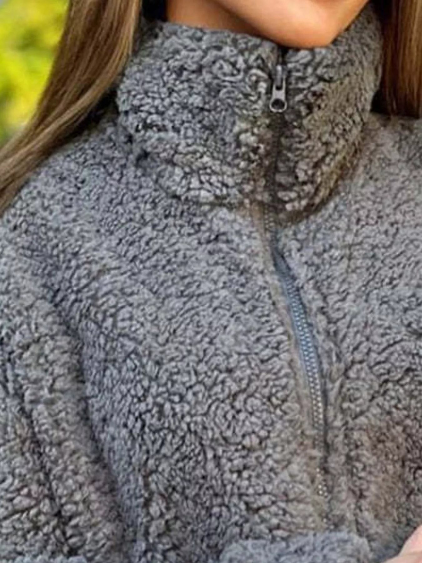Full Size Sherpa Fleece Zip - Up Jacket Plus Size - Rochelle's House LLC