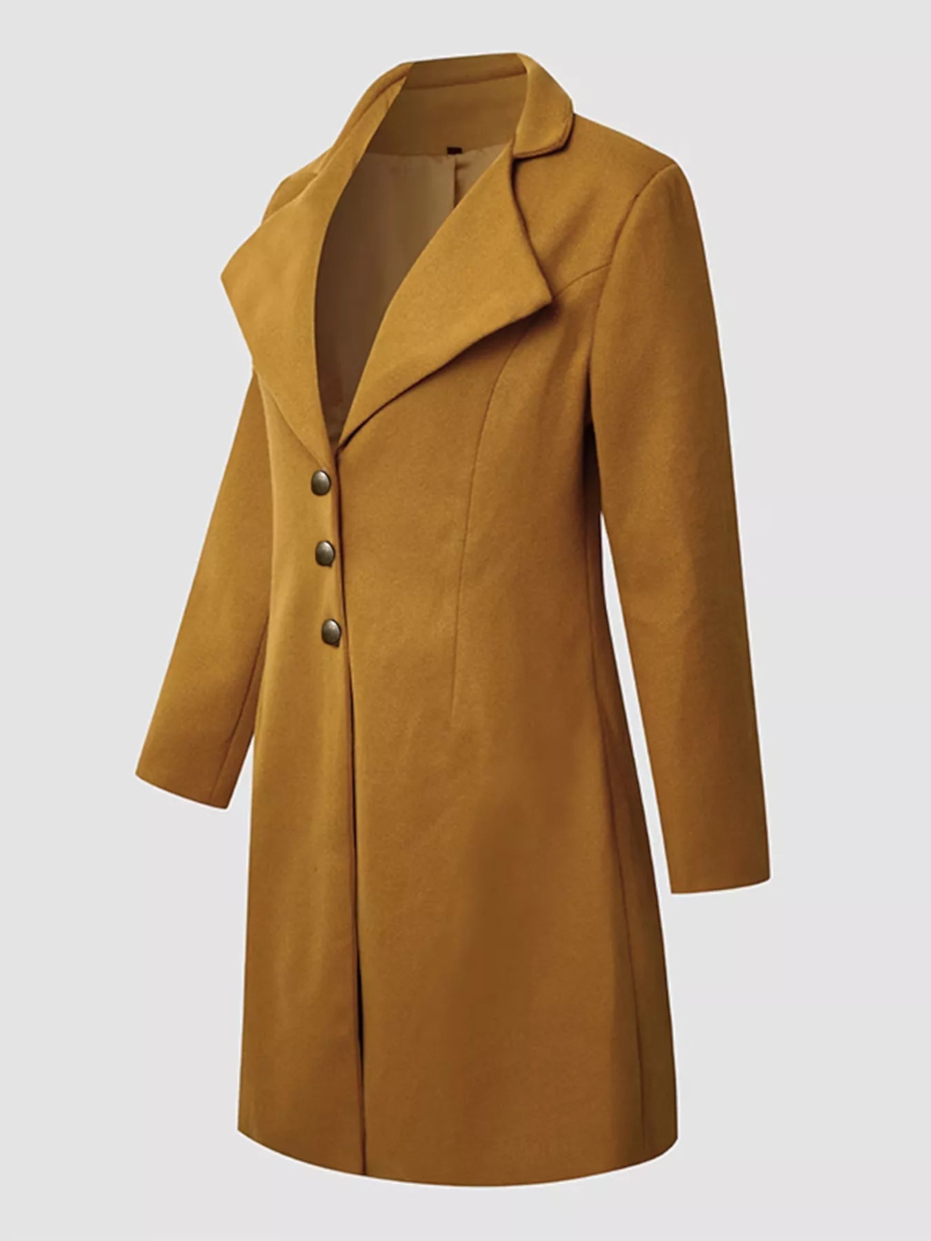 Full Size Single - Breasted Long Sleeve Overcoat Plus Size - Rochelle's House LLC