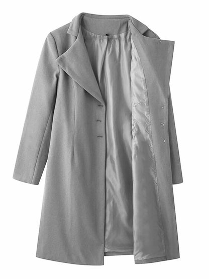 Full Size Single - Breasted Long Sleeve Overcoat Plus Size - Rochelle's House LLC