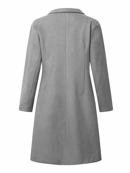 Full Size Single - Breasted Long Sleeve Overcoat Plus Size - Rochelle's House LLC