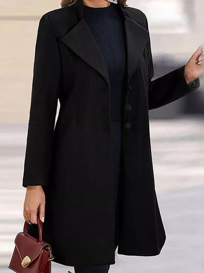 Full Size Single - Breasted Long Sleeve Overcoat Plus Size - Rochelle's House LLC