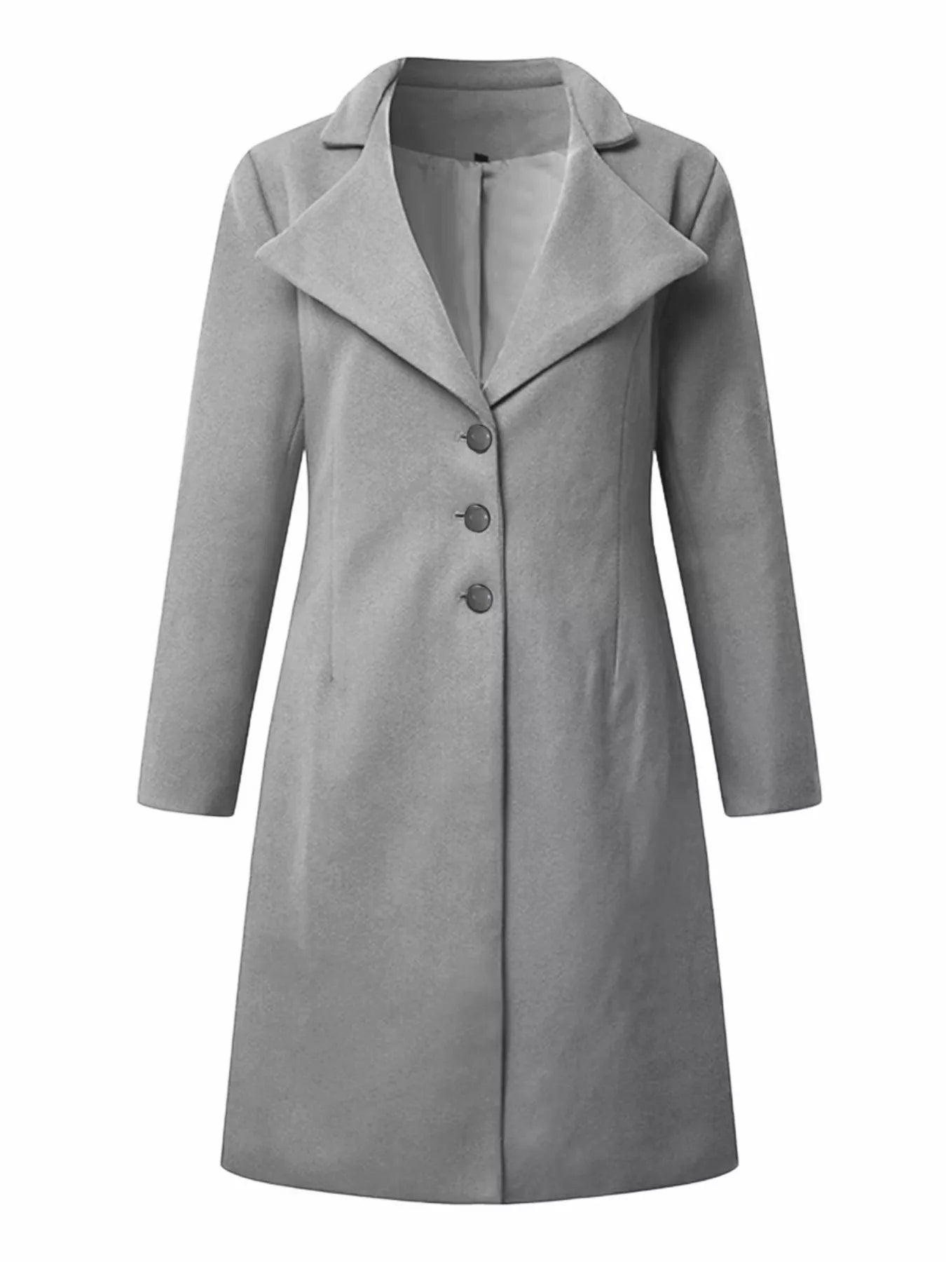 Full Size Single - Breasted Long Sleeve Overcoat Plus Size - Rochelle's House LLC