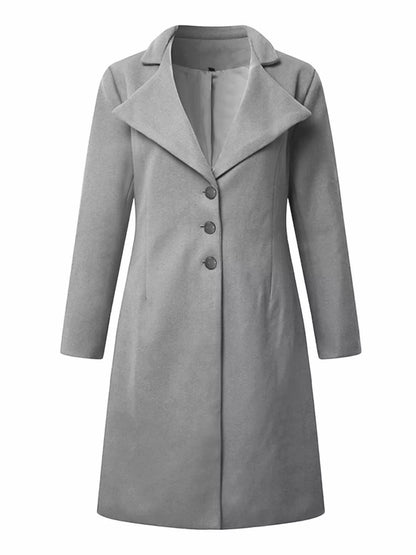 Full Size Single - Breasted Long Sleeve Overcoat Plus Size - Rochelle's House LLC